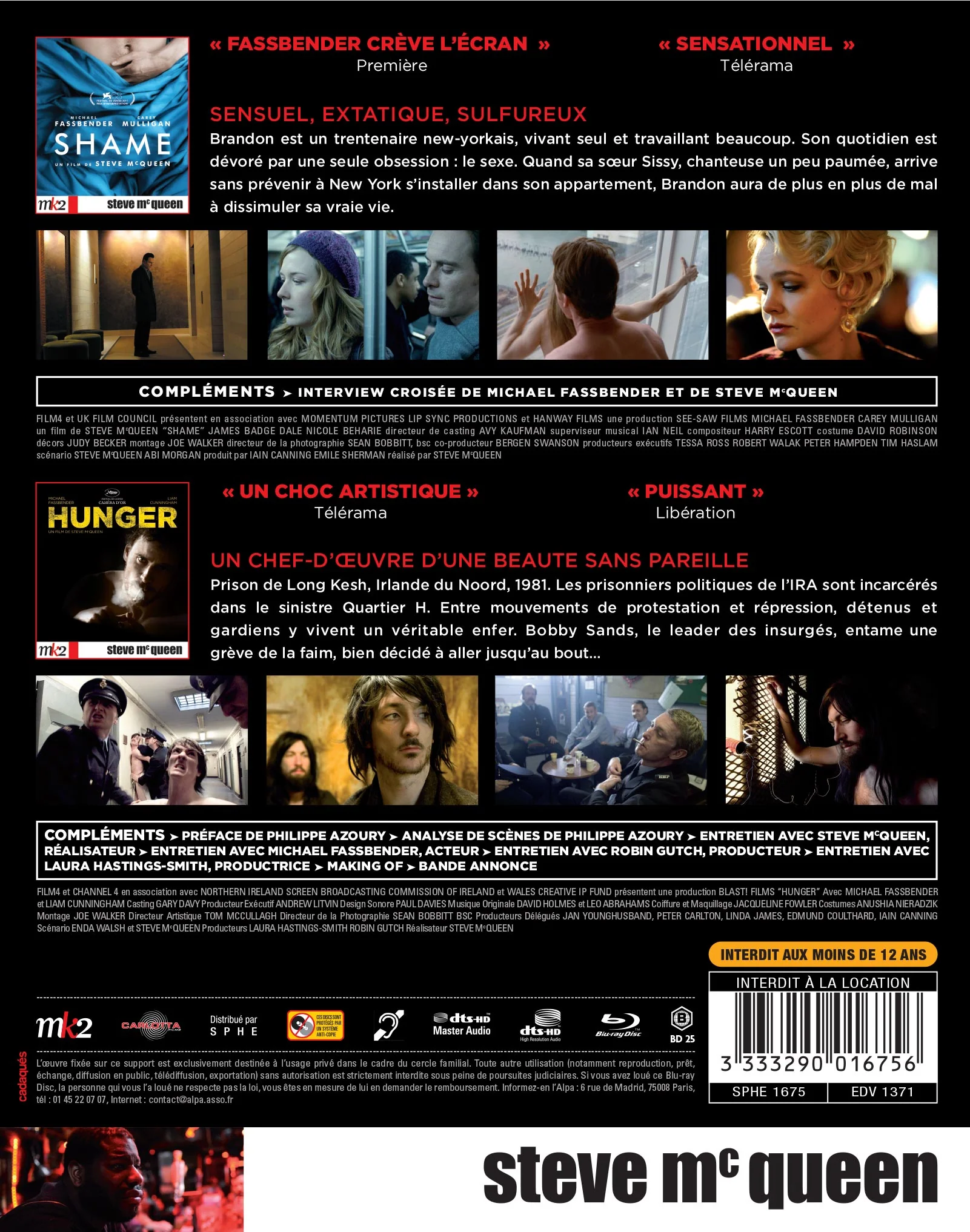 Coffret Steve McQueen/Michael Fassbender - Blu-ray - Image 2